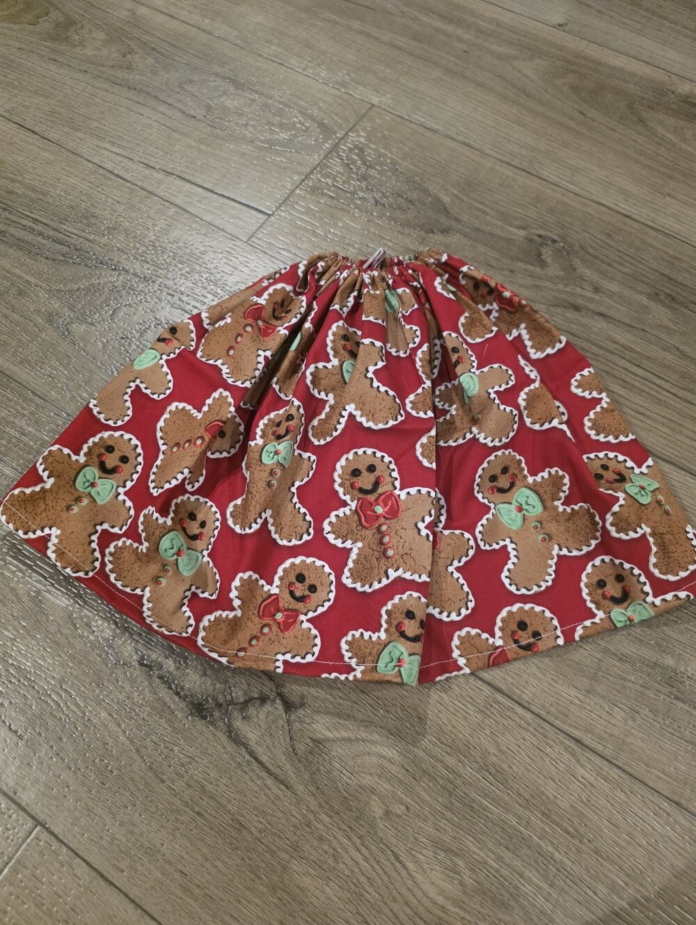 24" Handmade Red Gingerbread Print Porch Goose Dress